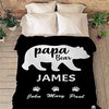 Papa Bear, Customized Blanket for Father, with Custom Daughter/Son Name, Gift for Birthday, Father's Day, Thanksgiving, Super Soft and Warm Blanket