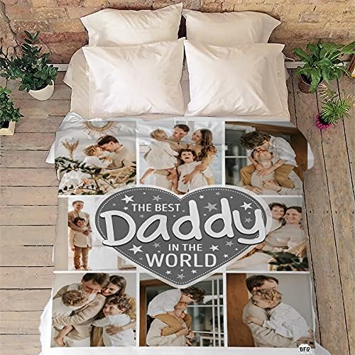 Photo Blanket for Father, Customized Blanket for Father, with Custom Photos, Gift for Birthday, Father's Day, Thanksgiving, Super Soft and Warm Blanket