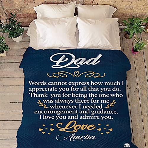 I Love You and Admire You, Customized Blanket for Father, with Custom Daughter, Son Name, Gift for Birthday, Father's Day, Thanksgiving, Super Soft and Warm Blanket