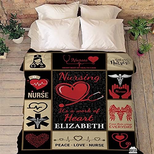 Best Family Gifts Its A Work of Heart, Customized Nurse Blanket, Medical Professionals Technicians Staff, Custom Names, Birthday, Thanksgiving, Super Soft and Warm Blanket
