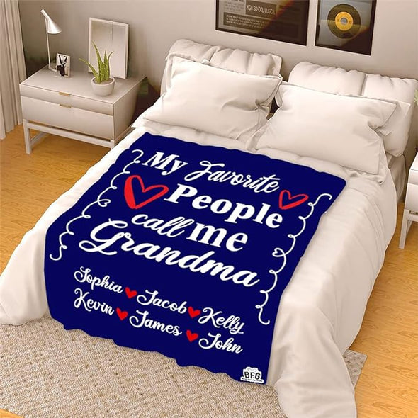 Best Family Gifts My Favorite People Call Me, Custom Grandparents Blanket, Customized Throw Blanket for Grandma, Grandpa, Nana, Gigi, Pop Etc, Grandparents Day, Christmas, Super Soft Blanket