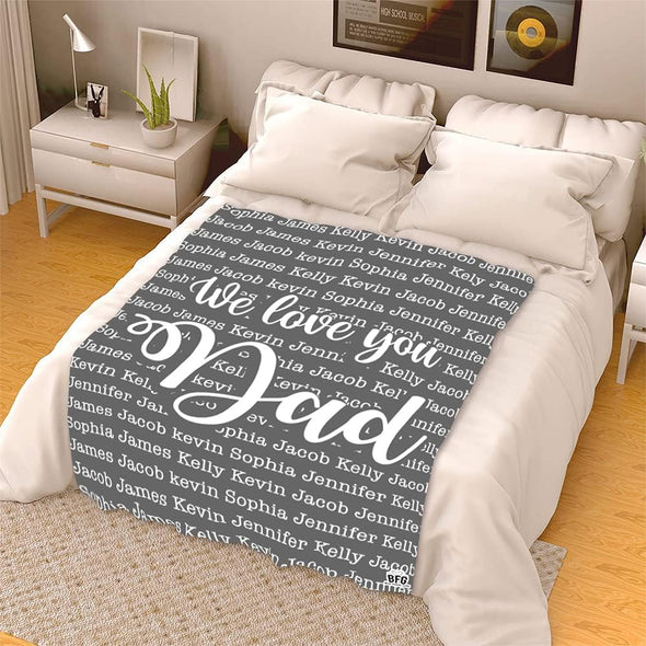 The Man The Myth The Legend, Customized Blanket for Father, with Custom Daughter, Son Name, Gift for Birthday, Father's Day, Thanksgiving, Super Soft and Warm Blanket