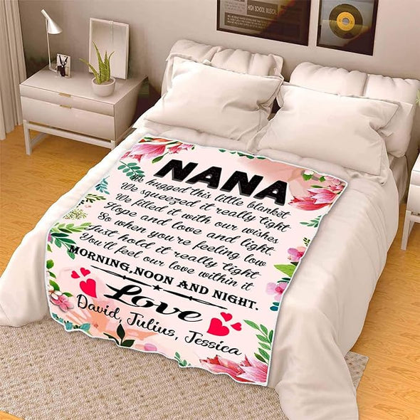 You Will Feel Our Love, Customized Fleece Blanket for Nana with Quotes, Grandpa Grandma Nana Gigi, Christmas, Birthday, Grandparents Day Gifts for Them, Supersoft and Cozy Blanket