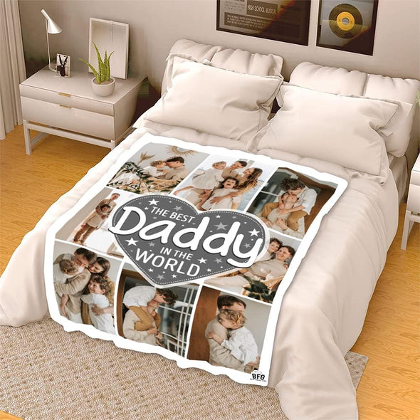 Photo Blanket for Father, Customized Blanket for Father, with Custom Photos, Gift for Birthday, Father's Day, Thanksgiving, Super Soft and Warm Blanket