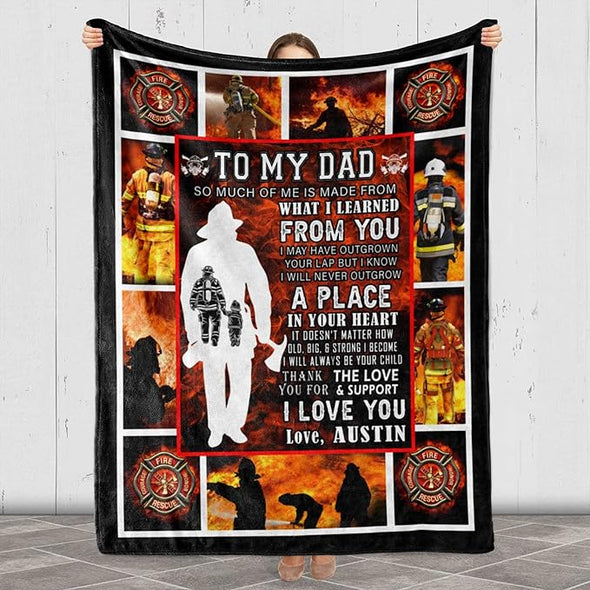 Personalized to My Dad The Love You for & Support I Love You, Custom Name, Father's Day, Birthday, Thanksgiving Gift, Super Cozy Soft Throw Smooth Silky Fleece Sherpa Warm Blanket