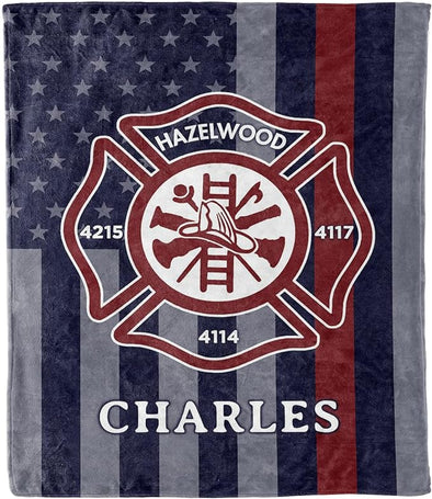 Personalized Blanket for Firefighters with Custom Name and Department Number – Ideal for Birthdays, Christmas, Thanksgiving, Anniversaries, or Retirement – A Thoughtful Gift for Him or Her, Proudly Printed in the USA.