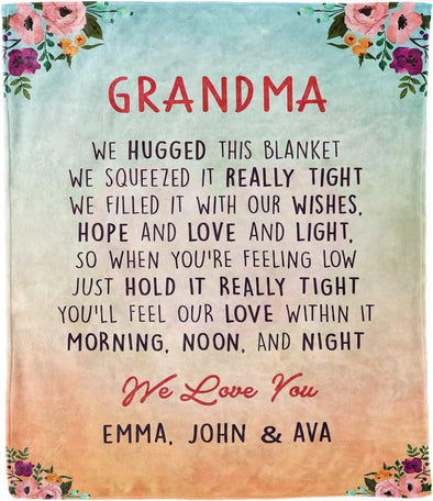 Name Blanket for Grandma: Gift for Grandparent's Day, Birthdays, and More Show your love with this Personalized Blanket, Perfect for Grandmothers, Proudly Printed in the USA. Ideal for Gifting from Grandkids on Christmas, Thanksgiving, or Anniversaries