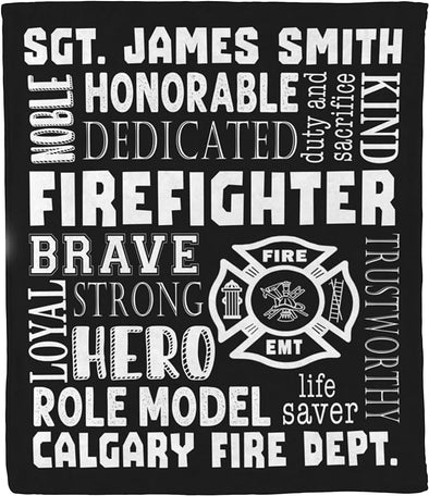 Customized Gift Blanket for Firefighters – Embodies Bravery, Strength, and Loyalty. A Life Saver Model of Kindness. Personalize with Custom Name. Luxuriously Soft and Lightweight Fleece for Warmth