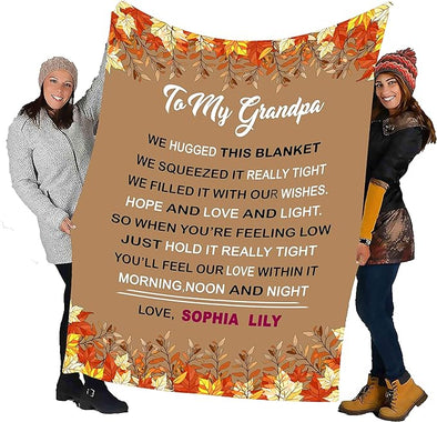 to My Grandpa We Filled It with Our Wishes, Customized Blanket for Grandparents with Grandkids Names/Nana/Papa/Granny/Mamma/Auntie/Grandma/Grandpa for her. Cozy and Supersoft Blanket