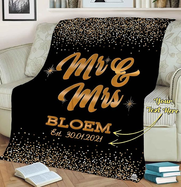 Personalized Fleece Couple Blanket with Name and Wedding Year/Custom Premium Blanket/Customized Blanket/Blanket for Your Love/Best Gift for Wedding/Cozy Blanket/Fleece Blankets