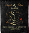 Love Story Unfolded: Beauty and Beast Blanket with Custom Couples Names & Est. Date - Ideal for Birthday, Anniversary, and Valentine's Day - Gift for Him/Her