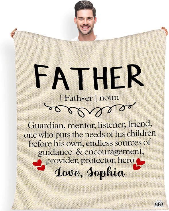 Guardian Mentor Listener Friend, Customized Blanket for Father, with Custom Name, Gift for Birthday, Father's Day, Thanksgiving, Super Soft and Warm Blanket