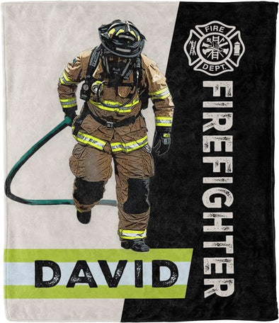 Custom Name Blanket for Firefighters - Ideal Family Gift for Birthdays, Christmas, Thanksgiving, Anniversaries, and Retirement. Personalized Blanket Gift for Him/Her, Printed in the USA