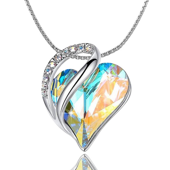 April Birthstone Heart Necklace for Women - Elegant Sterling Silver Infinity Love Pendant, Ideal for Birthday, Anniversary, Valentine's Necklace , Birthstone Jewelry - Includes Gift Box, 18" Chain