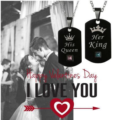 Her King & His Queen Crown Necklace Military Army Cards Necklace