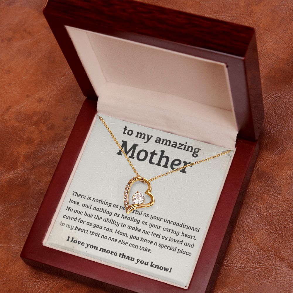 TO MY AMAZING MOM, FOREVER LOVE NECKLACE WITH MESSAGE CARD FOR MOM, BIRTHDAY, MOTHER'S DAY GIFT FOR HER