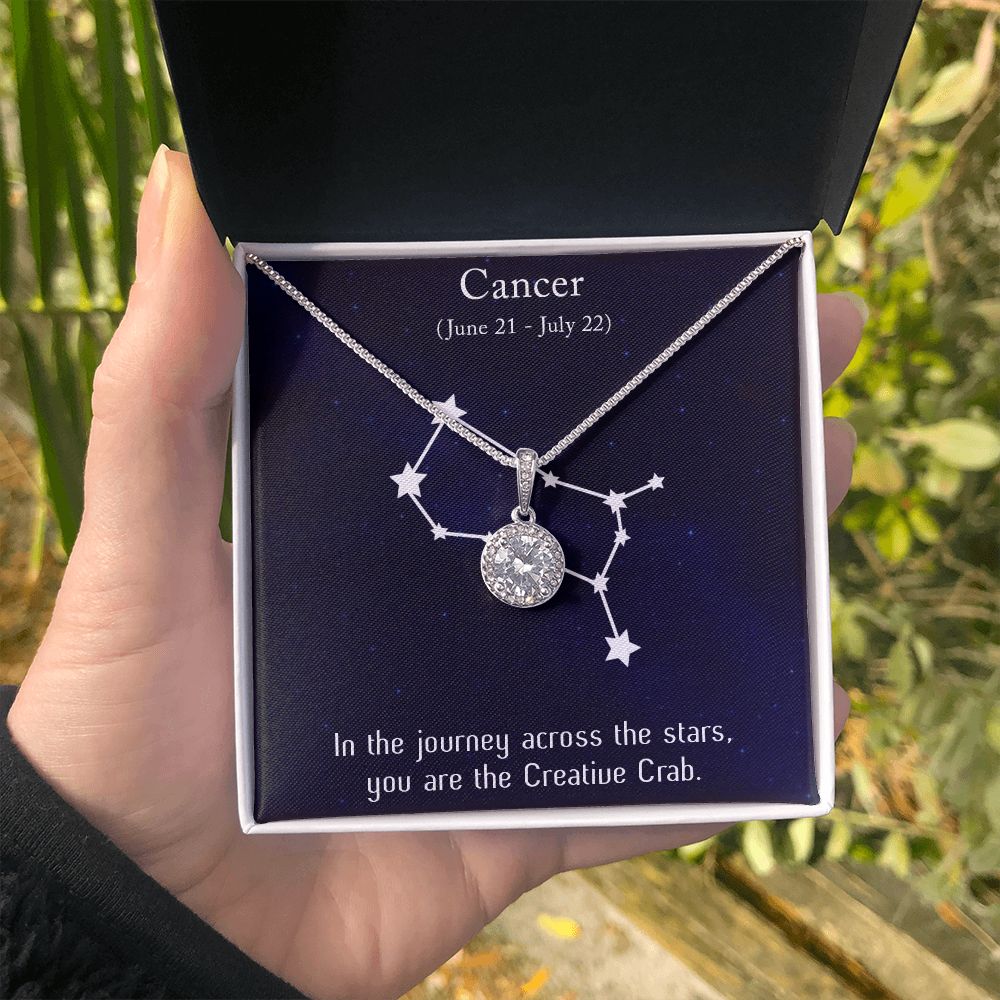 YOU ARE THE CREATIVE CRAB, CANCER MESSAGE CARD WITH ETERNAL HOPE NECKLACE, ZODIAC MESSAGE CARD, GIFT FOR HER