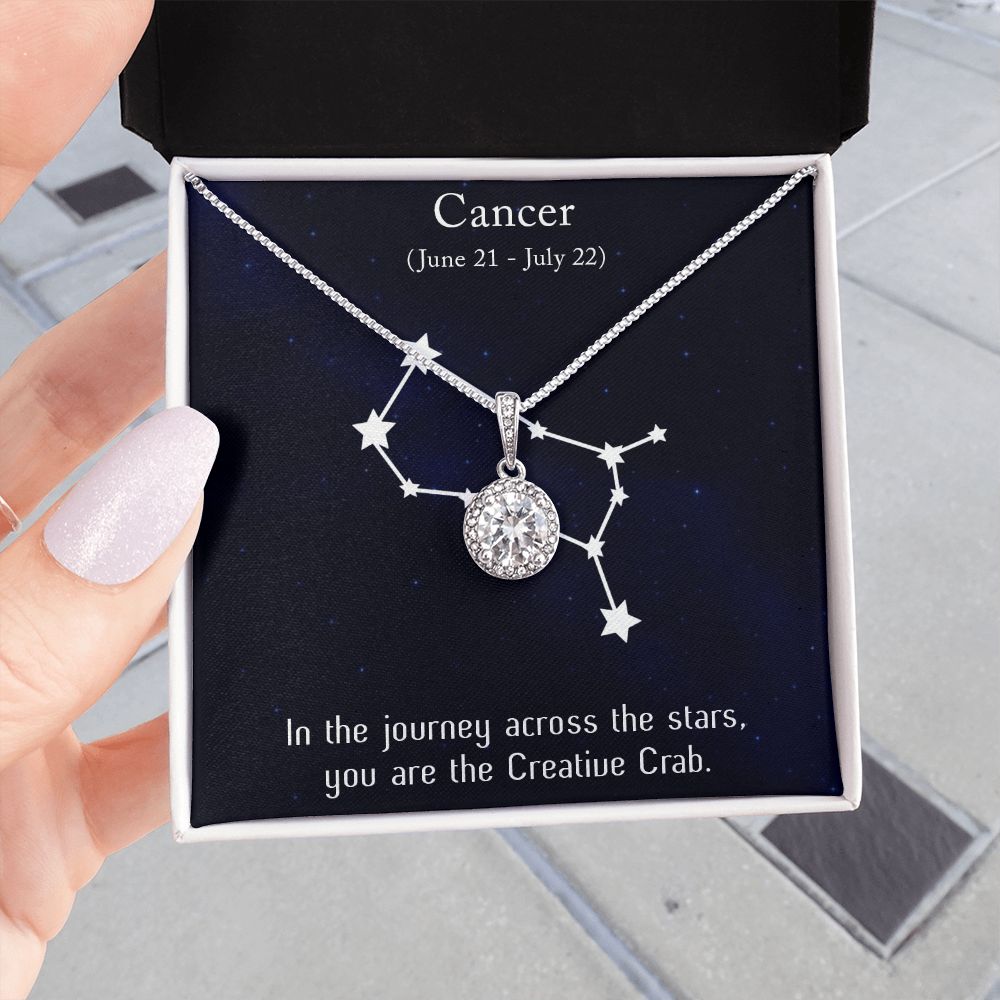 YOU ARE THE CREATIVE CRAB, CANCER MESSAGE CARD WITH ETERNAL HOPE NECKLACE, ZODIAC MESSAGE CARD, GIFT FOR HER