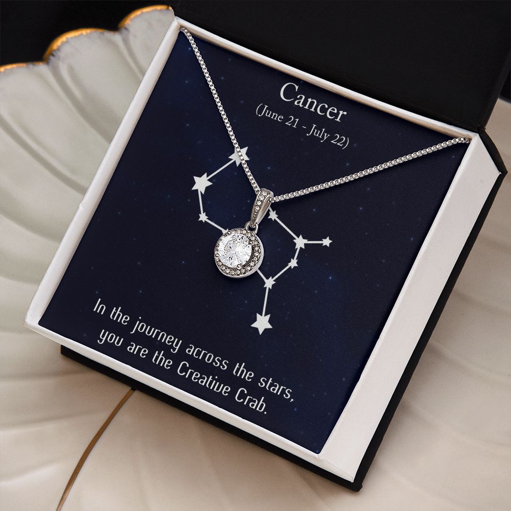 YOU ARE THE CREATIVE CRAB, CANCER MESSAGE CARD WITH ETERNAL HOPE NECKLACE, ZODIAC MESSAGE CARD, GIFT FOR HER