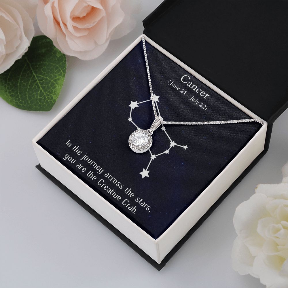 YOU ARE THE CREATIVE CRAB, CANCER MESSAGE CARD WITH ETERNAL HOPE NECKLACE, ZODIAC MESSAGE CARD, GIFT FOR HER