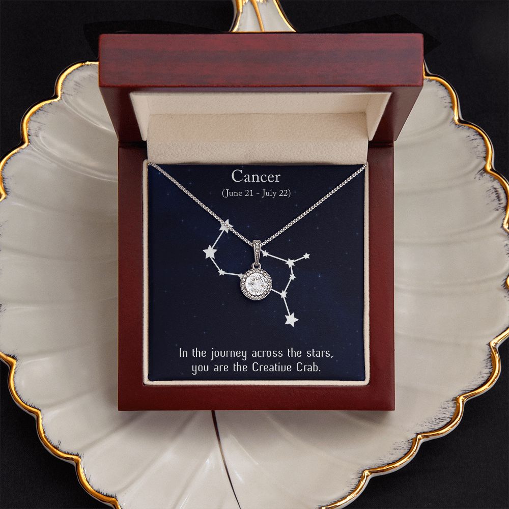 YOU ARE THE CREATIVE CRAB, CANCER MESSAGE CARD WITH ETERNAL HOPE NECKLACE, ZODIAC MESSAGE CARD, GIFT FOR HER