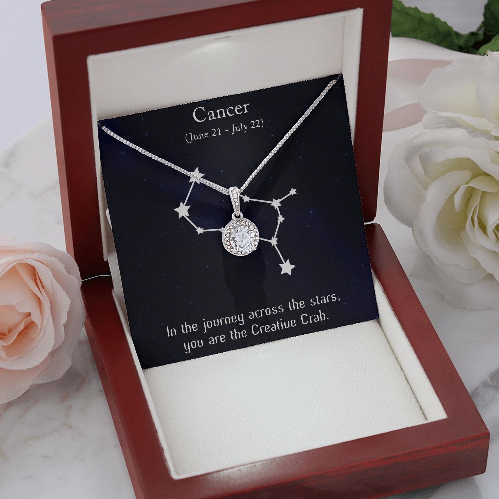YOU ARE THE CREATIVE CRAB, CANCER MESSAGE CARD WITH ETERNAL HOPE NECKLACE, ZODIAC MESSAGE CARD, GIFT FOR HER