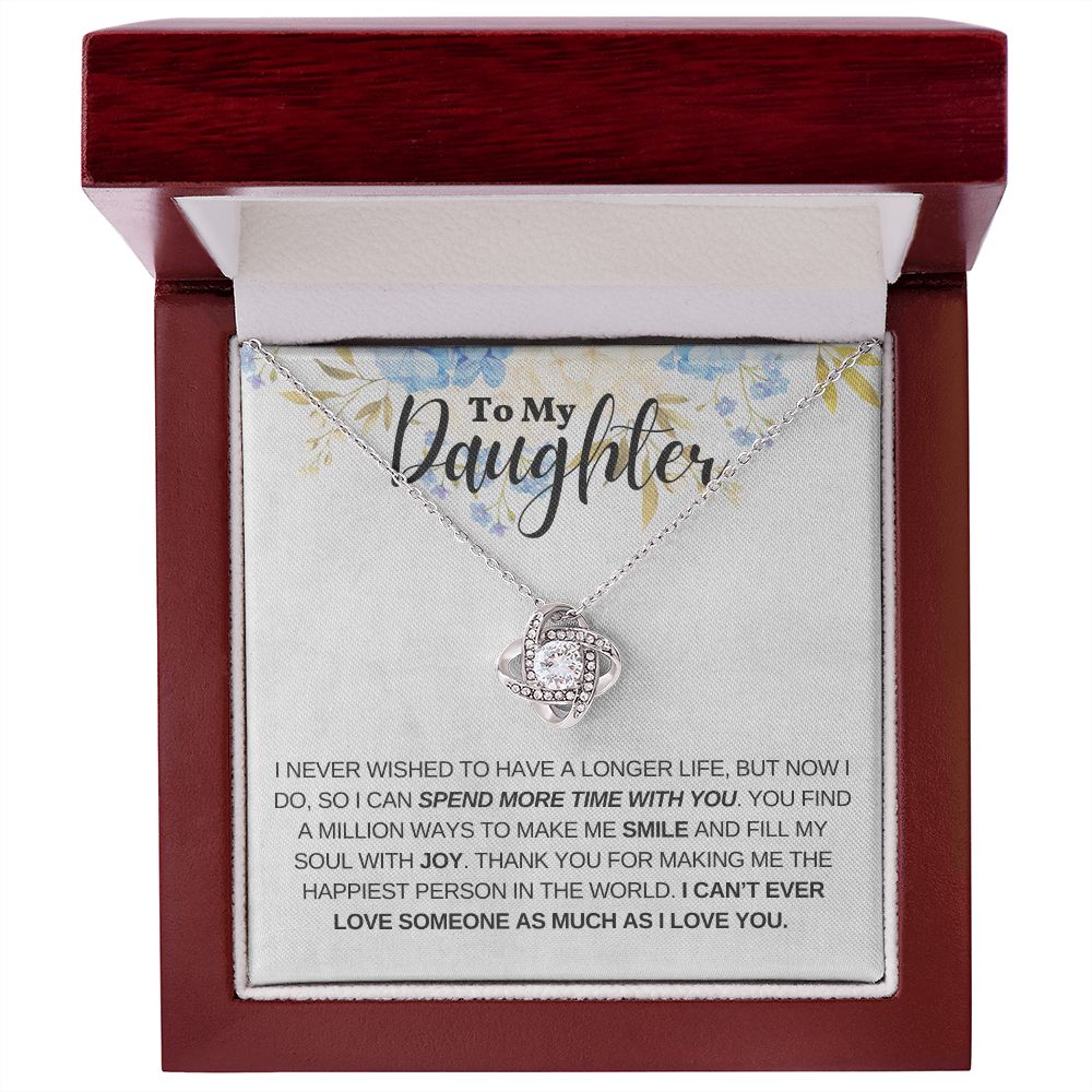 TO MY DAUGHTER, LOVE KNOT NECKLACE WITH MESSAGE CARD FOR DAUGHTER, BIRTHDAY GIFT FOR HER