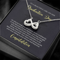 To A Beautiful Girl, Infinity Hearts Necklace With Move Confidently In The Direction of Your Dreams Message Card, Pendant For Her, Graduation Day Gift For Her, Jewelry For Her