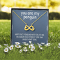 You Are My Penguin, Infinity Hearts Necklace With Message Card, Birthday, Anniversary Gift For Wife, Jewelry For Her, Pendant For Her, Gift For Wife From Husband