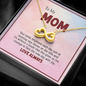 To My Mom, Infinity Hearts Necklace With Your Smile Brightens Each Day Message Card, Mother's Day Gift, Pendant For Her, Anniversary, Birthday, Gift For Her, Jewelry For Her