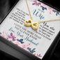 To My Wife, Infinity Hearts Necklace With I Will Always Be There Just Remember That Message Card, Jewelry For Her, Birthday, Gift For Her, Pendant For Her, Message Card
