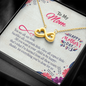To My Mom, Infinity Hearts Necklace With All You Want Is Your Child To Be Happy Message Card, Mother's Day Gift, Birthday, Anniversary, Pendant For Her, Jewelry For Her