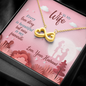 To My Wife, Infinity Hearts Necklace With Our Love Story Is My Favourite Message Card, Birthday, Anniversary, Gift For Her, Jewelry For Her, Pendant For Her
