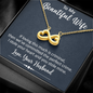 To My Beautiful Wife, Infinity Hearts Necklace With We've Committed The Perfect Crime Message Card, Pendant For Her, Jewelry For Her, Anniversary, Birthday, Gift For Her