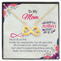 To My Mom, Infinity Hearts Necklace With All You Want Is Your Child To Be Happy Message Card, Mother's Day Gift, Birthday, Anniversary, Pendant For Her, Jewelry For Her