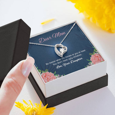 Dear Mom, Forever Heart Pendant, Gift For Your Beautiful Mom, Gold/Silver Necklace With Message Card, Mom/Daughter Gift, Gift Ideas For Her