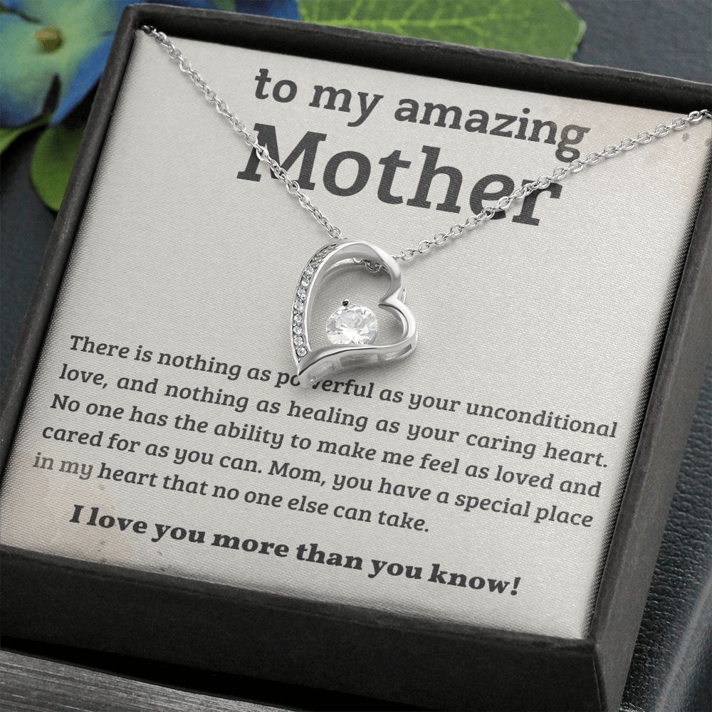 TO MY AMAZING MOM, FOREVER LOVE NECKLACE WITH MESSAGE CARD FOR MOM, BIRTHDAY, MOTHER'S DAY GIFT FOR HER