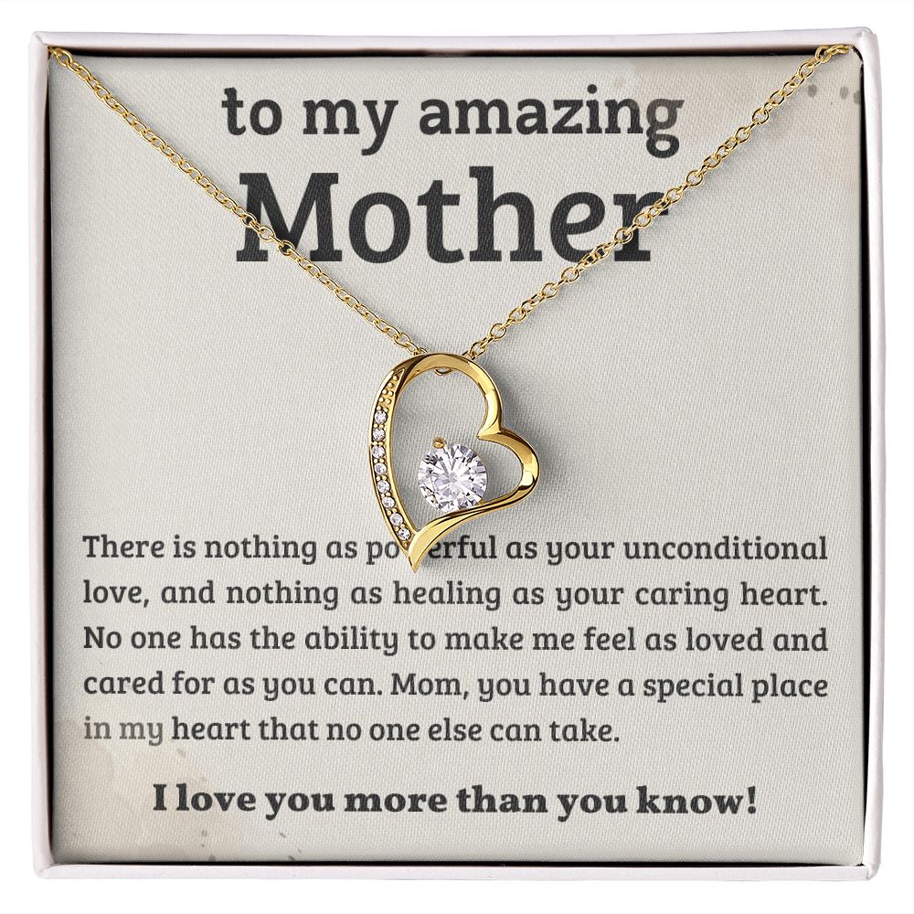 TO MY AMAZING MOM, FOREVER LOVE NECKLACE WITH MESSAGE CARD FOR MOM, BIRTHDAY, MOTHER'S DAY GIFT FOR HER