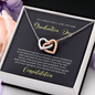 To A Beautiful Girl, Interlocking Hearts Necklace With Move Confidently In The Direction of Your Dreams Message Card, Pendant For Her, Graduation Day Gift For Her, Jewelry For Her