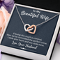 To My Beautiful Wife, Interlocking Hearts Necklace With We've Committed The Perfect Crime Message Card, Pendant For Her, Jewelry For Her, Anniversary, Birthday, Gift For Her