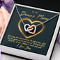 To My Bonus Mom, Interlocking Hearts Necklace, Necklace With Gift of Life Message Card For Her, Mother’s Day Gift Pendant For Her, Christmas, Birthday, Anniversary, Jewelry For Her