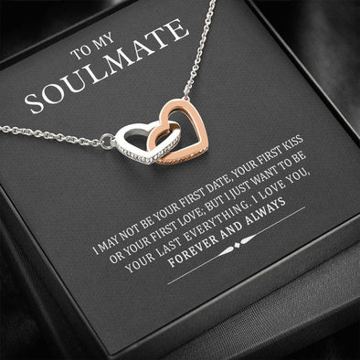 To My Soulmate/girlfriend/wife I Want to Be Your Last Everything Interlocking Pendant, Two Hearts Necklace, Gold/silver Necklace, Jewelry for Her, Couple Gifts