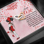 Interlocking Hearts With Message Card, Two Heart Necklace, to My Wife I Look Forward to Growing Old With You Pendant, Couple Collection, Jewelry for Her