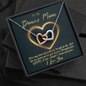 To My Bonus Mom, Interlocking Hearts Necklace, Necklace With Gift of Life Message Card For Her, Mother’s Day Gift Pendant For Her, Christmas, Birthday, Anniversary, Jewelry For Her
