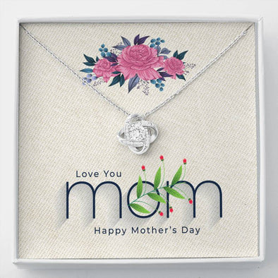 Love You Mom, Happy Mother's Day, Knot Pendant For Mother, Necklace With Message Card, Jewelry For Her, Silver Necklace, Mom/Daughter Gift Ideas