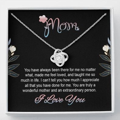 Mom, You Have Been Always There For Me Knot Pendant, Necklace With Message Card, Silver Jewelry For Her, Gift For Mother's Day, Christmas, Birthday