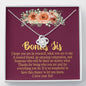 To My Bonus Sis, I Love You, Customized Knot Pendant, Gift For Sister, Necklace With Quote, Birthday Gift For Her