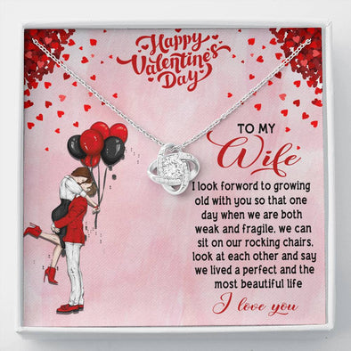 Valentine's Day Gift for Wife, Silver Pendant, Gift for Couples, to My Wife I Look Forward to Growing Old With You Necklace, Jewelry for Her, Necklace With Message Card