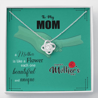 To My Mom, Happy Mother's Day, Necklace With Message Card For Her, Mom/Daughter Gift Ideas, Knot Pendant For Her, Jewelry For Her, Silver Necklace