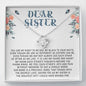 Dear Sister You Are My Night To My Day Customized Knot Necklace, Pendant For Sister, Silver Knot Necklace With Message Card, Gift For Her